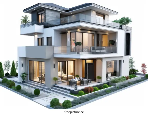 Modern House Exterior Design Illustration