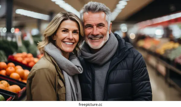 Happy Couple Grocery Shopping