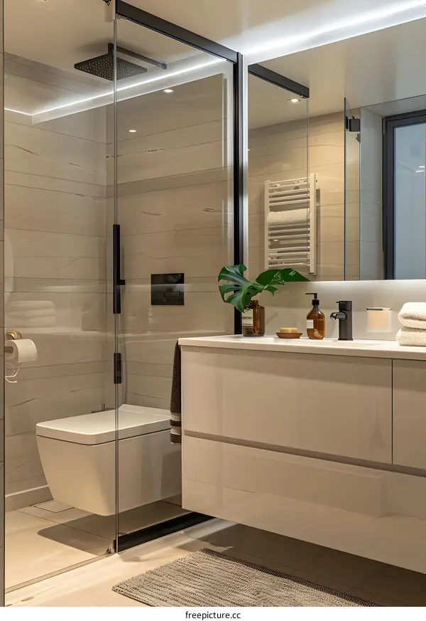 Modern and minimalist bathroom