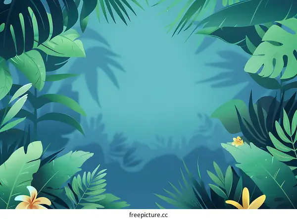 Tropical Leaves Frame Background Design