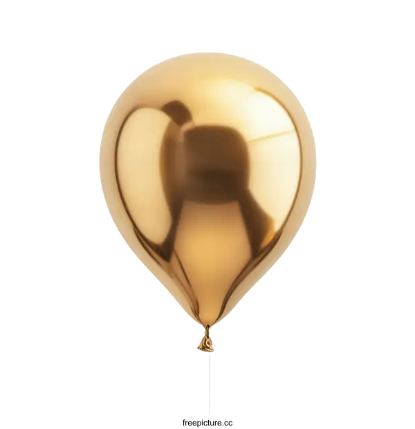 [Transparent Background PNG]Shiny Gold Balloon Isolated on White Background