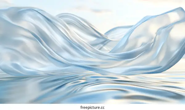 Abstract Light Blue Fabric Flowing