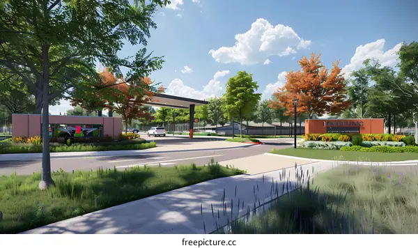 Modern Entrance Gate Design with Lush Greenery