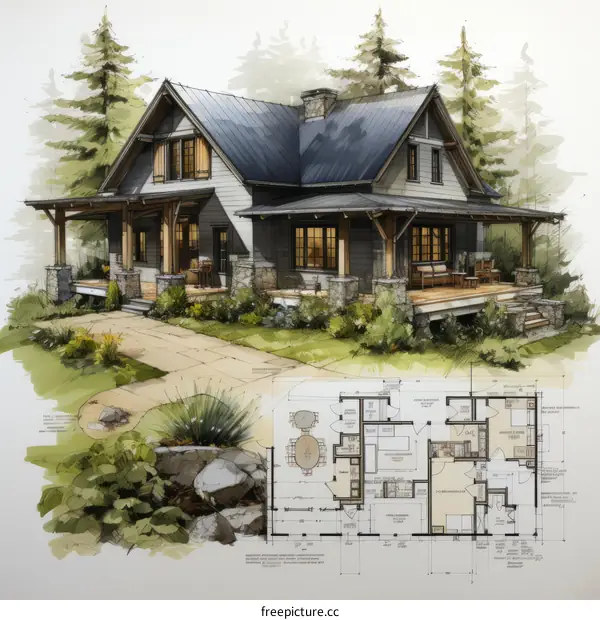 An illustration of a beautiful house