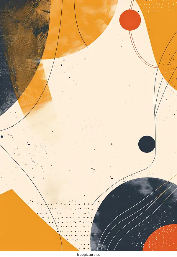 Abstract Geometric Shapes in Orange, Black and Red