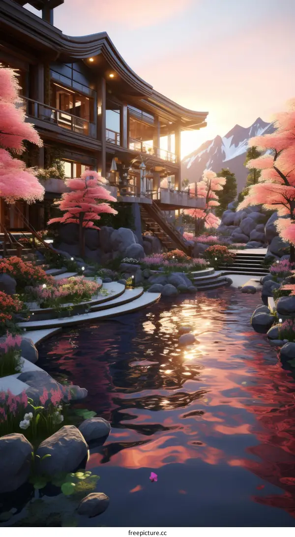 A beautiful house with a pool and a garden