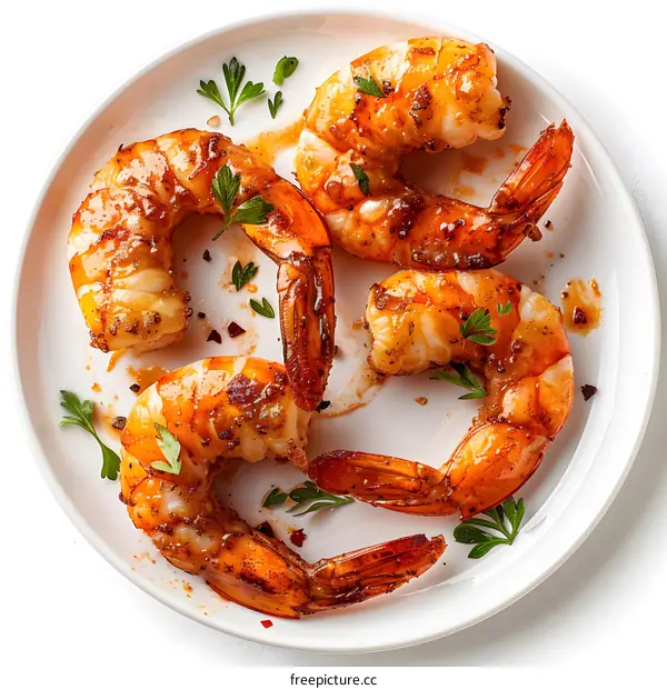 A plate of cooked shrimp