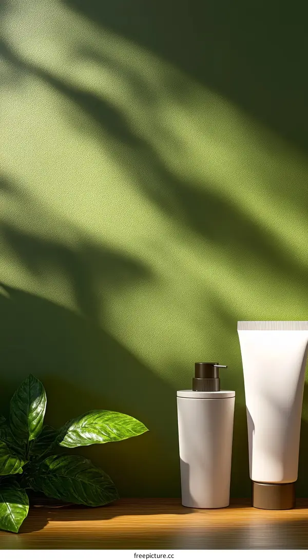 Cosmetic Products Display on Wooden Surface