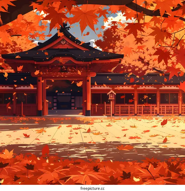 Japanese Shrine in Autumn