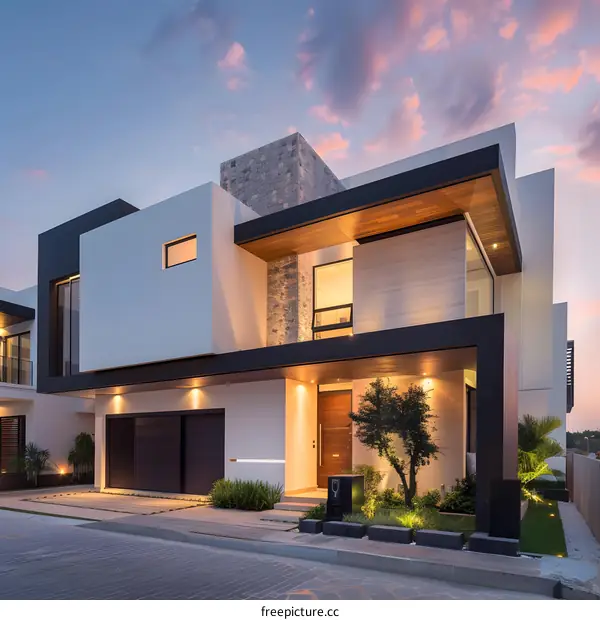 Modern Architecture House Exterior Design With Stone Wall