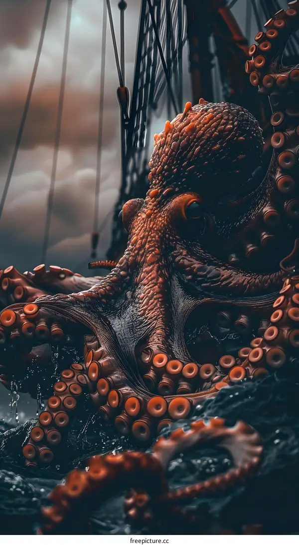 Giant Octopus Close Up with Tentacles