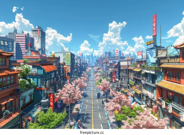 Vibrant City Street Scene Illustration