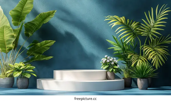 Modern Plant Display on a White Pedestal
