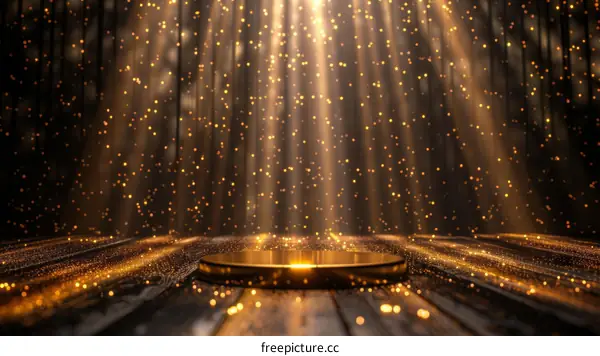 Golden particles award ceremony stage background