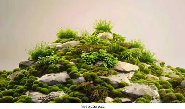 Green Moss and Stone Landscape