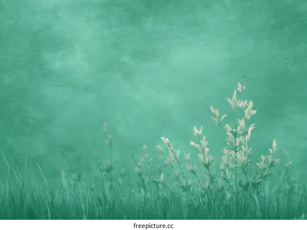 Soft Teal Nature Background with Plants