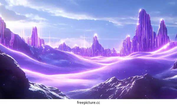 Purple Neon Cityscape Landscape Illustration