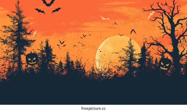 Halloween Pumpkin in the Woods