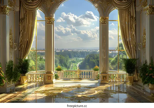 Luxurious Palace Interior with City View