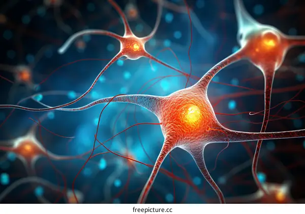 Illustration of Neurons in Human Brain