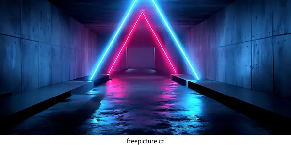 Neon Light Tunnel Abstract Futuristic