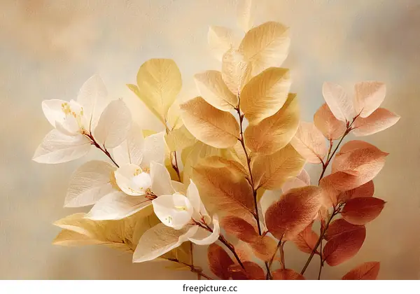 Autumnal Dried Flowers and Leaves Arrangement