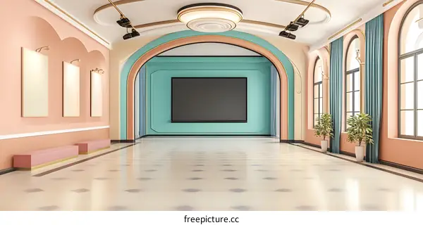 Modern Interior Design With Archways And Pastel Colors