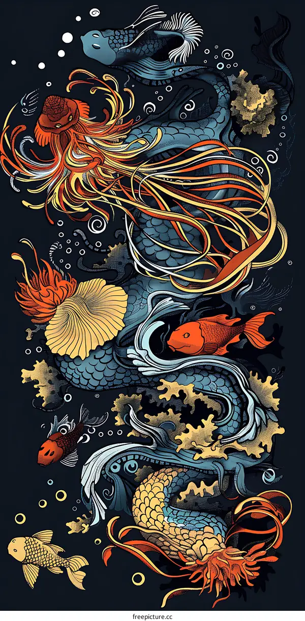 Artistic Illustration of Fish in the Ocean