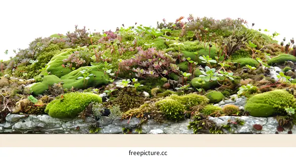 Close Up Green Moss Texture On Stone