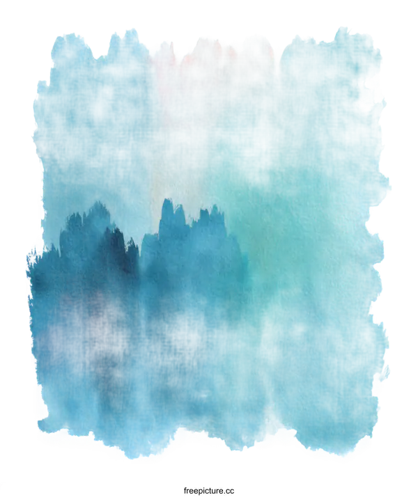 [Transparent Background PNG]Abstract Watercolor Blue Color Painting
