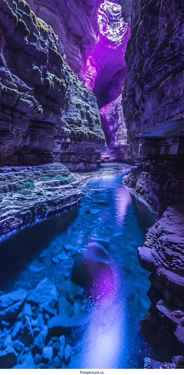 Glowing River Cave Landscape