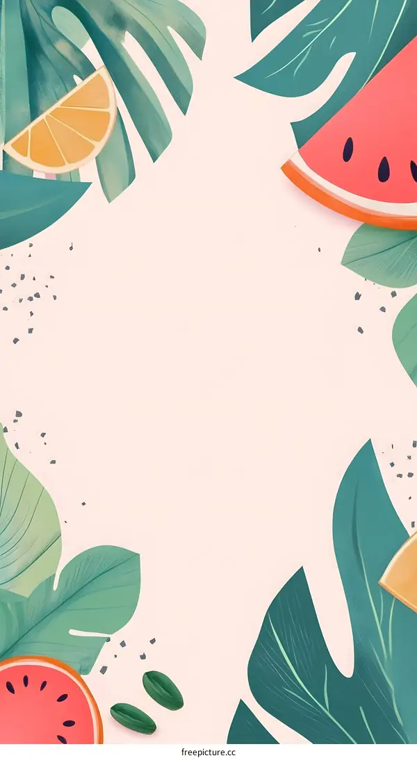 Tropical Summer Fruits Background Illustration
