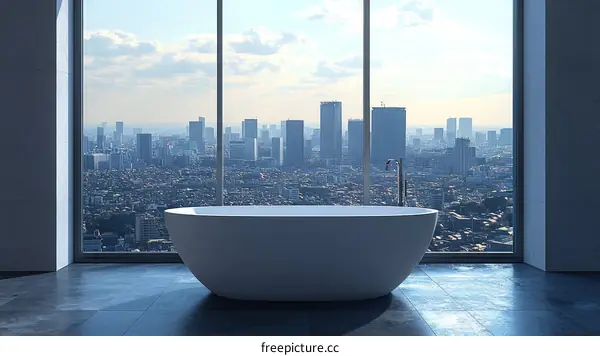 Modern Cityscape Bathtub Interior Design