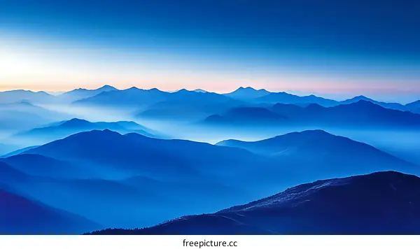 Majestic Mountain Ranges Painted in Azure Hues
