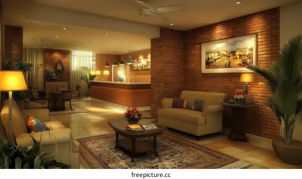 Warm and Inviting Hotel Lobby Interior Design