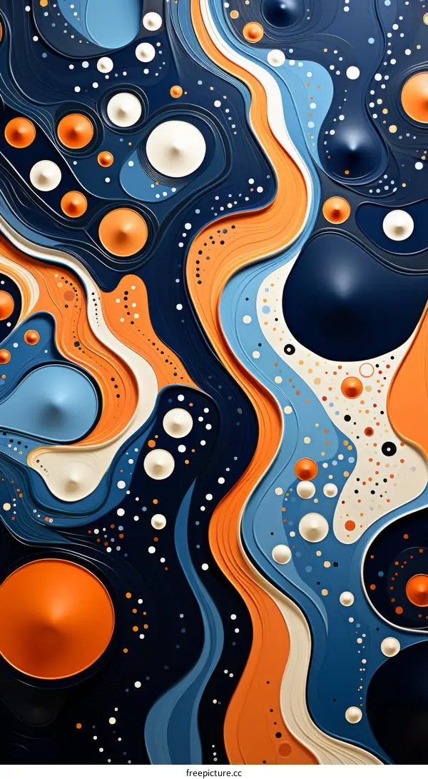 Blue, Orange and White Abstract Painting