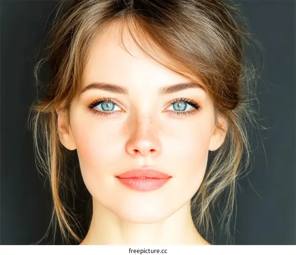 Close-up Portrait of a Caucasian Woman with Radiant Skin