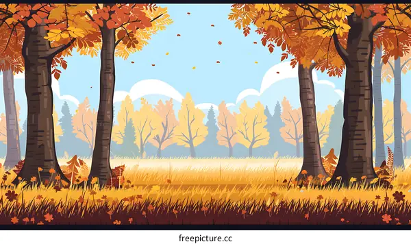 Autumn Forest Landscape Illustration