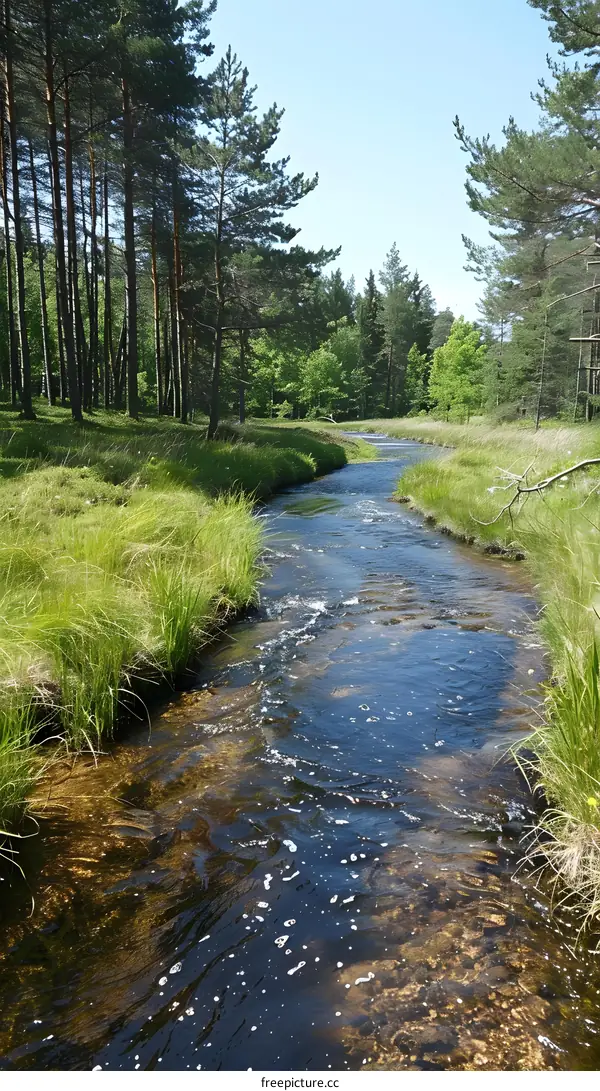 Forest Stream With Rippling Water