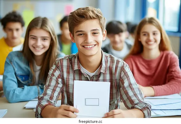 Smiling Students in a Classroom Setting