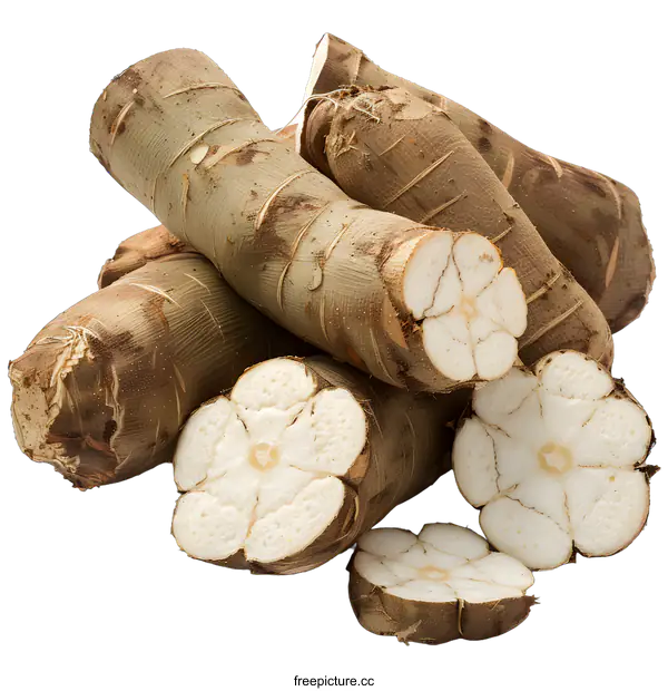 [Transparent Background PNG]Fresh Cassava Root on White Background