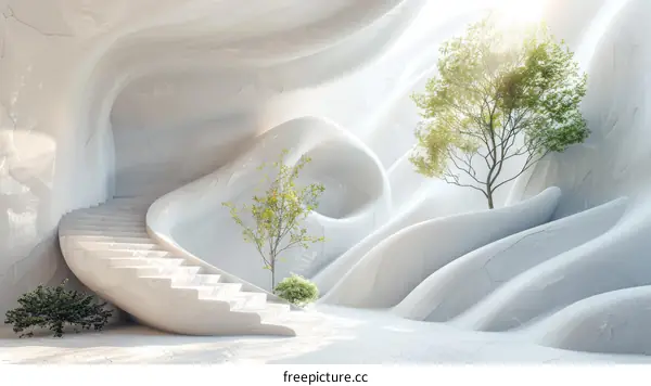 Abstract Modern Architecture with Trees