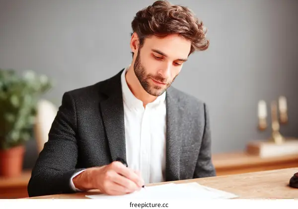 Caucasian Man Signing Contract