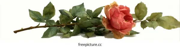 A Single Rose Illustration with Detailed Leaves