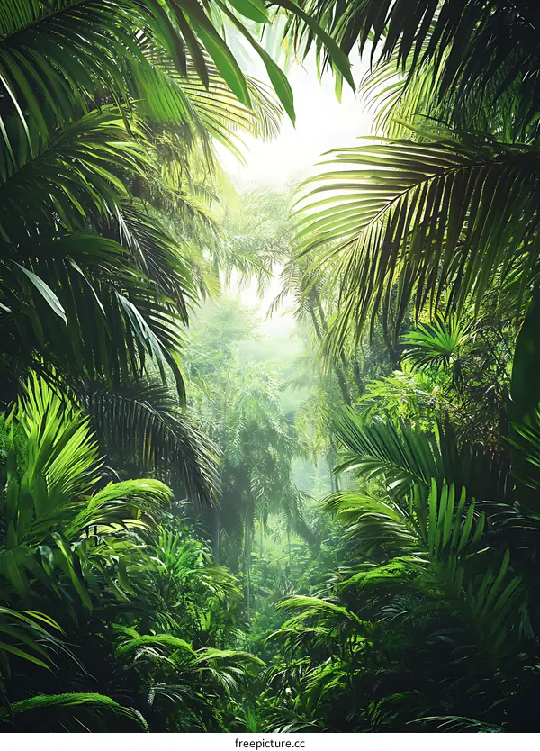 Sunlight Through Tropical Rainforest Canopy