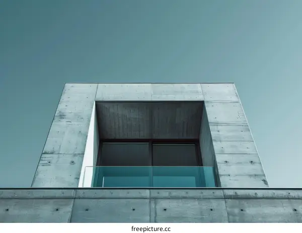 Modern Concrete Building with Balcony Window