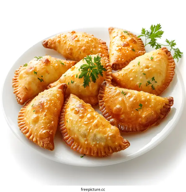 Fried Empanadas on White Plate