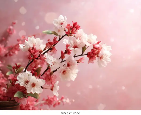 Beautiful Spring Cherry Blossoms in Soft Pink Light