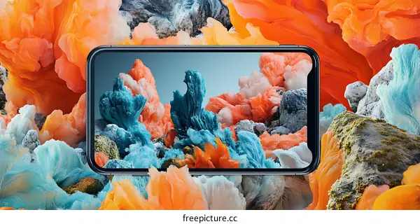 Abstract Phone Screen Wallpaper with Blue and Orange Colors