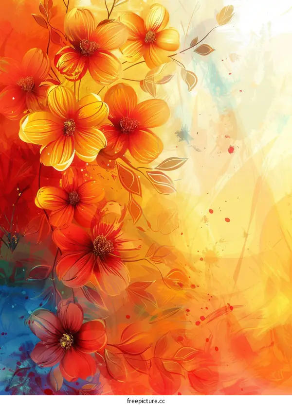 Hand-Painted Floral Artwork